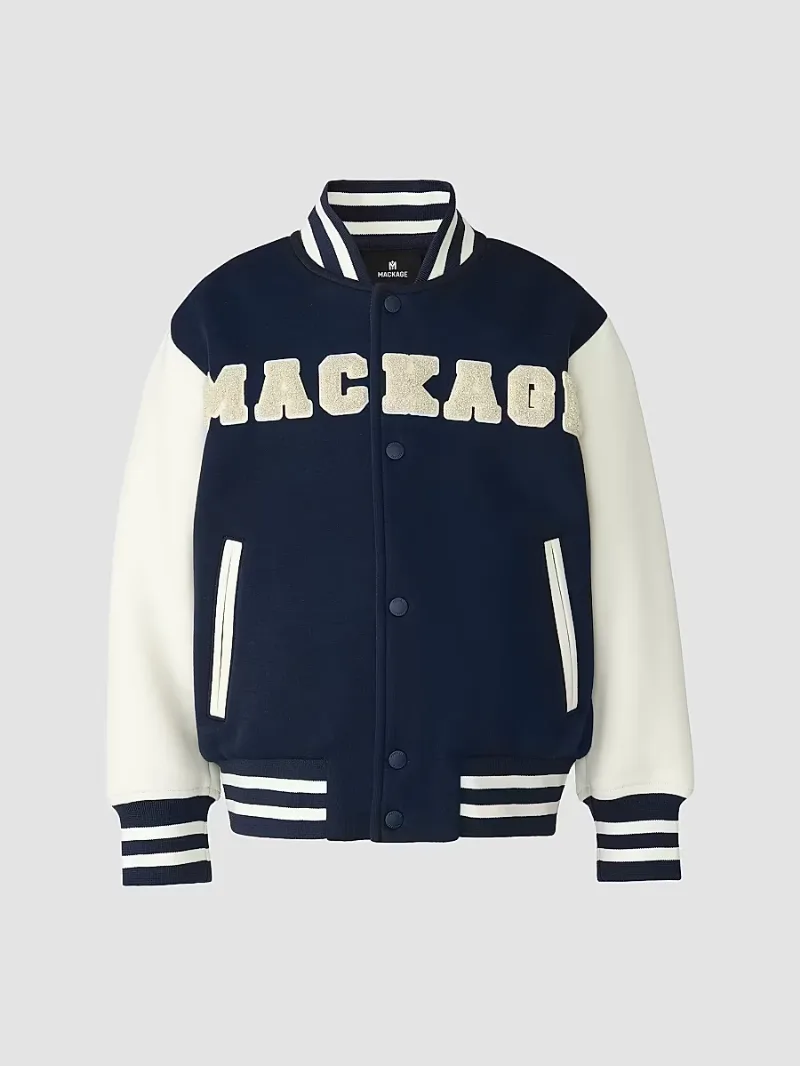 Kid's Nels Varsity Bomber Jacket - Marine Blue - Size 10