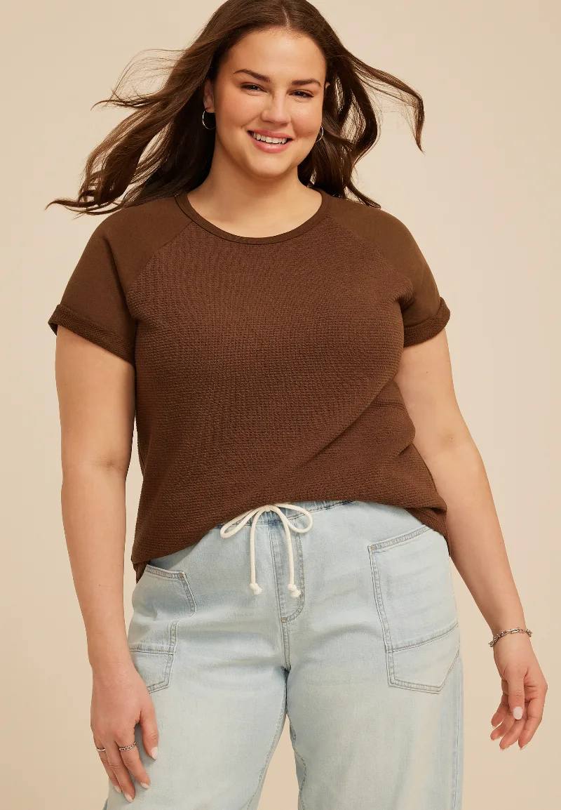 Maurices Plus Size Women's Mixed Media Short Sleeve Tee