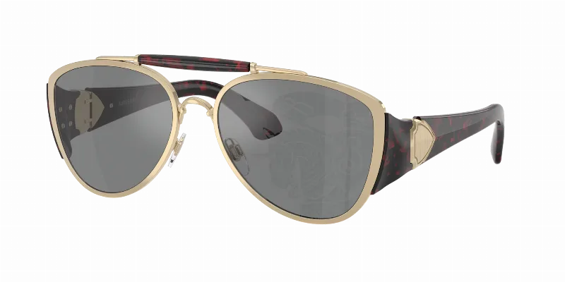 BURBERRY Unisex Sunglasses BE3161  -  Frame color: Light Gold, Lens color: Dark Grey Tampo Silver