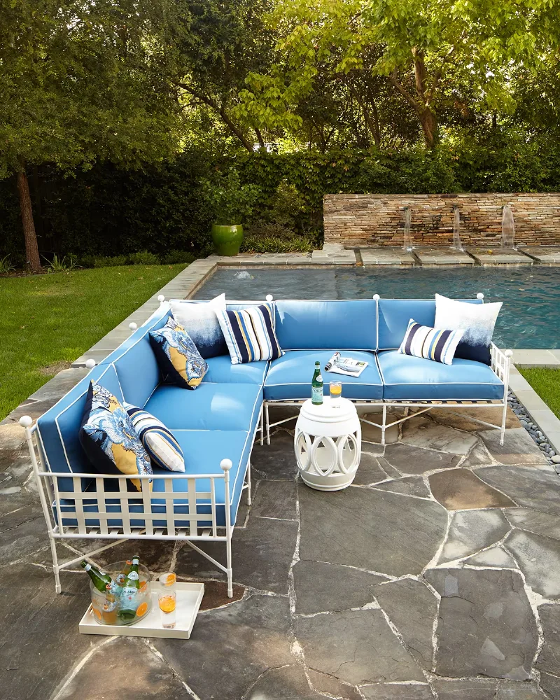 Neiman Marcus Avery Sectional Set, White/Blue