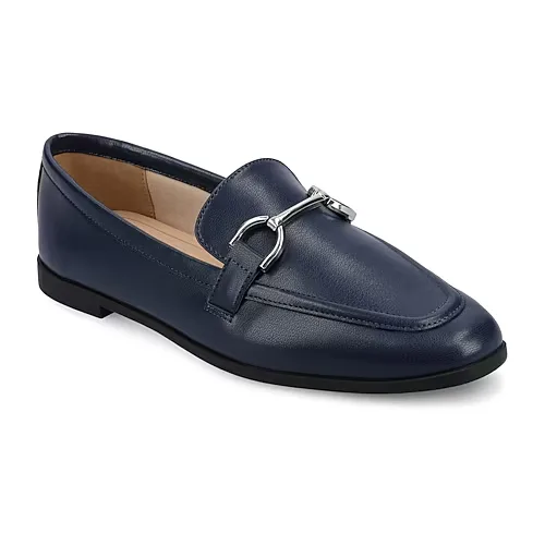 Journee Collection Mizza Womens Square Closed Toe Loafers, 9 1/2 Wide, Blue