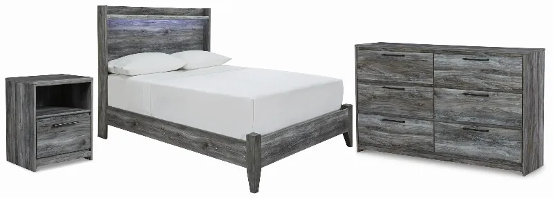Ashley Baystorm Full Panel Bed with Dresser and Nightstand, Gray