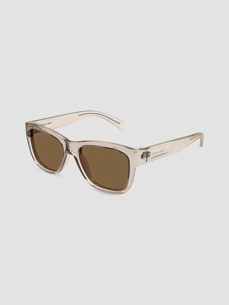 Saint Laurent Men's SL 674 54MM Square Sunglasses - Translucent Beige Brown
