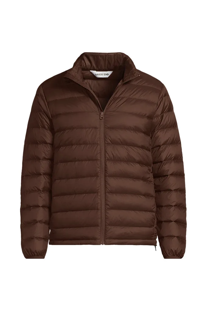 Men's Short Wanderweight Packable Down Jacket - Lands' End - Brown - L