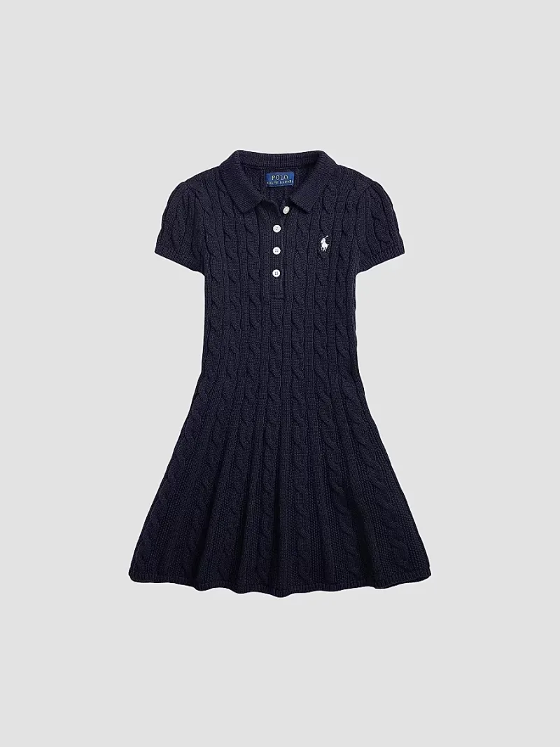 Polo Ralph Lauren Girl's Little Girl's & Girl's Cable-Knit Cotton Polo Sweaterdress - Navy - Size 6