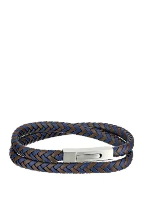 Belk & Co Men's Stainless Steel with Two Tone Leather Bracelet