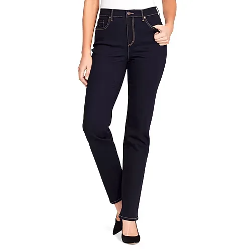Gloria Vanderbilt Amanda Womens High Rise Tapered Leg Jean, 12 Petite Short, Blue