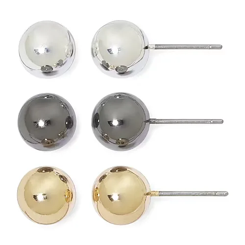 Mixit Womens Ball Hypoallergenic 3 Pair Earring Set, One Size, Multiple Colors
