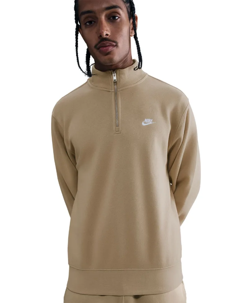 Nike Men's Sportswear Club Half-Zip Fleece Top - Parachute Beige/White