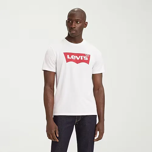 Levi's Set-In Neck Mens Round Neck Short Sleeve Regular Fit Graphic T-Shirt, Medium, White
