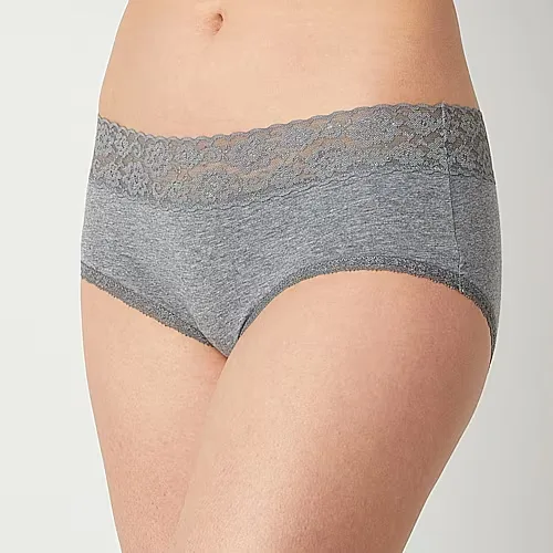 Arizona Body Cotton with Lace Boyshort Panty, Xx-large, Gray