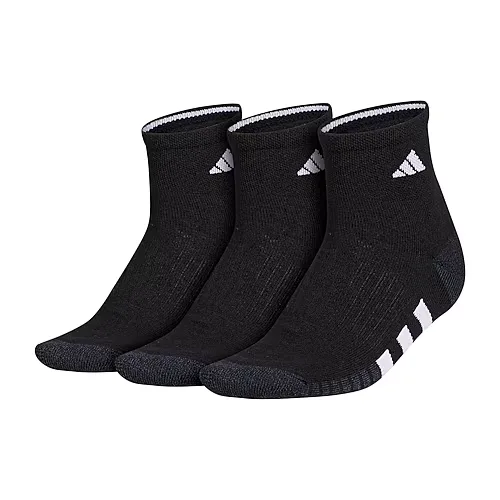 adidas Cushioned Womens 3 Pair Quarter Ankle Socks, 5-10, Black