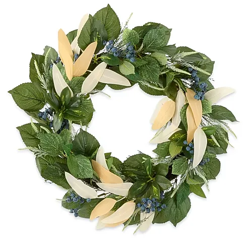 Linden Street 24in Blueberry Mixed Evergreen Wreath, One Size, Green