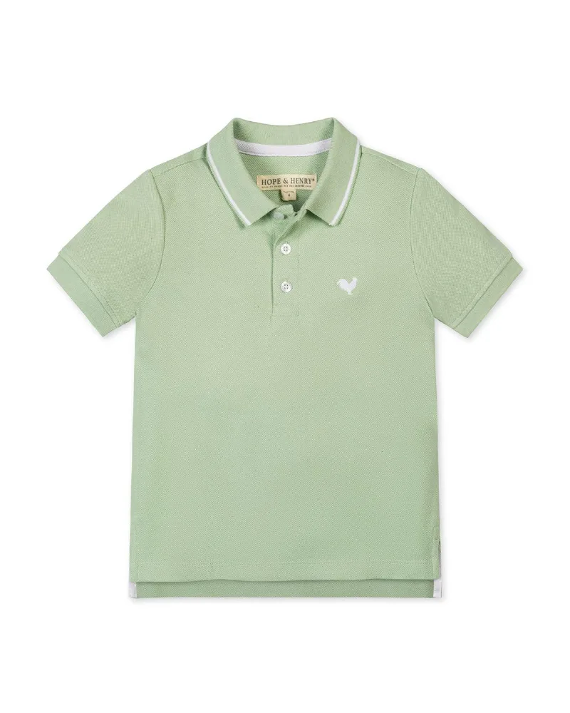 Hope and Henry Little and Big Boys' Organic Short Sleeve Knit Pique Polo Shirt - Soft green