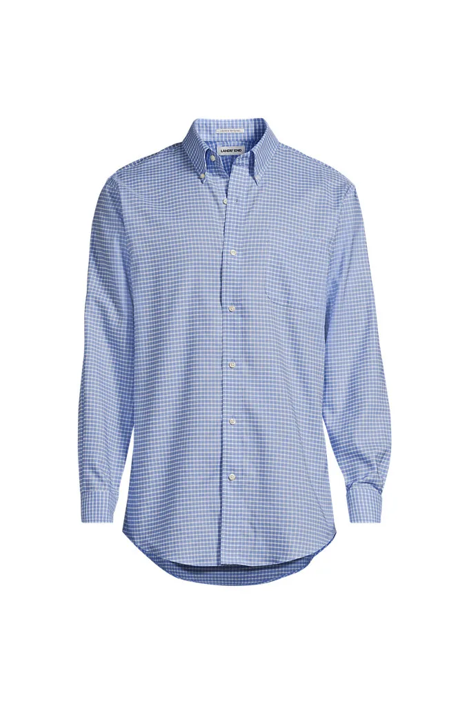 Men's No Iron Supima Cotton Oxford Dress Shirt - Lands' End - Blue - 16 34