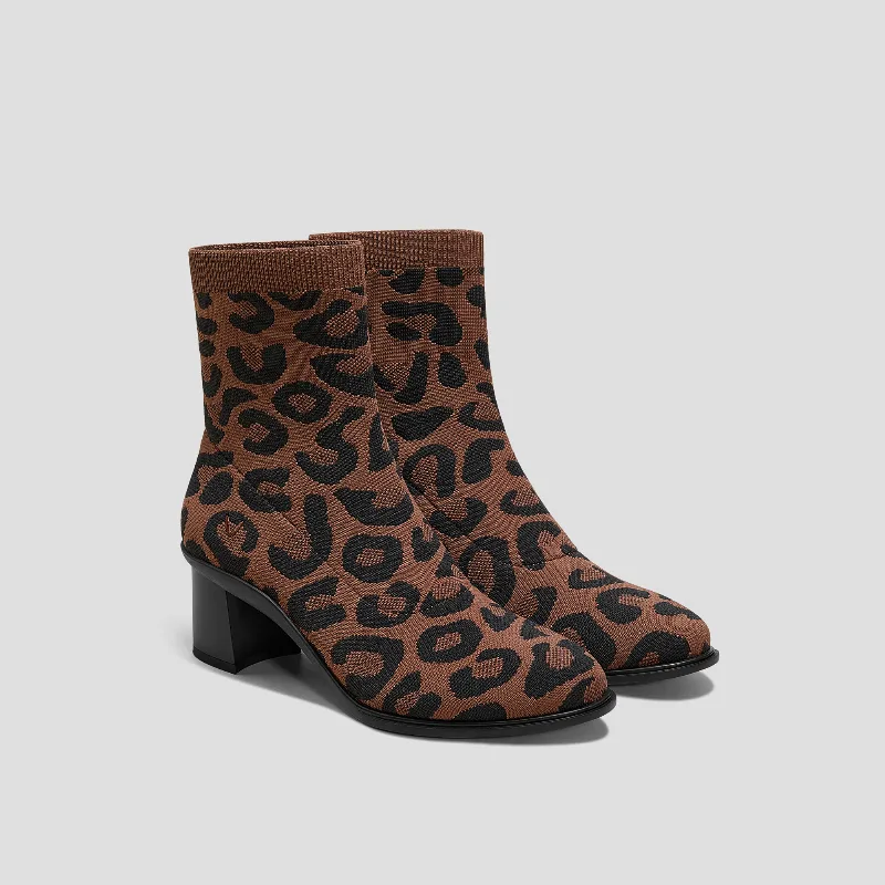 VIVAIA Almond-Toe Running Heel Boots (Amanda)|BROWN LEOPARD|US 5