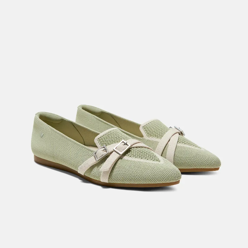 VIVAIA Pointed-Toe Aria Crisscross Loafers (Marvis)|MATCHA&CREAM IVORY|US 10