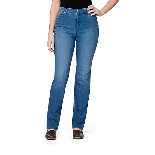 Gloria Vanderbilt Amanda Womens High Rise Tapered Leg Jean, 4 Petite, Blue