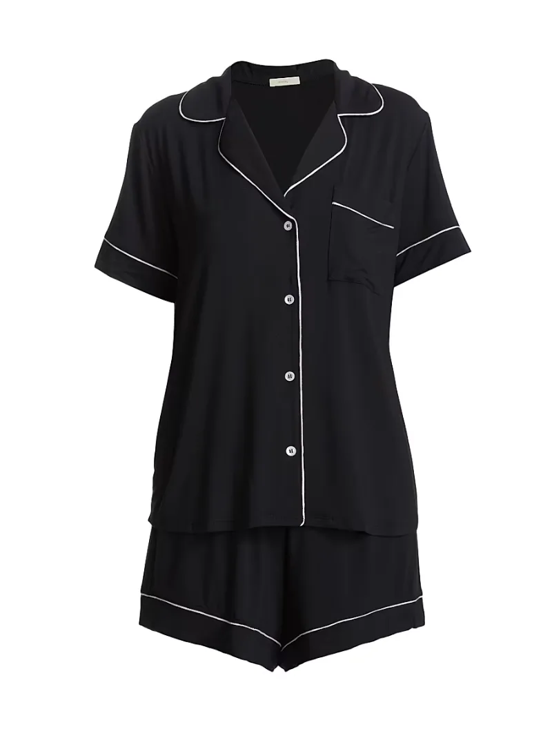 Eberjey Women's Gisele Relaxed 2-Piece Pajama Set - Black Sorbet Pink - Size XL