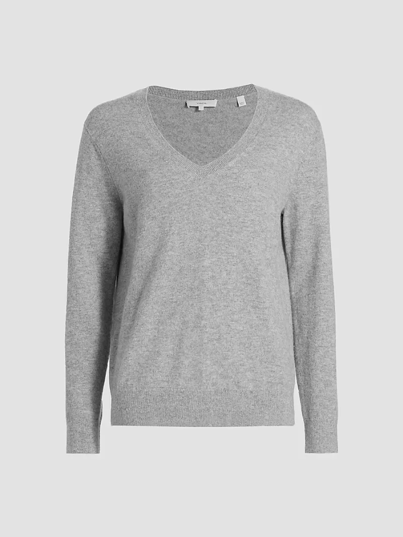 Vince Women's Weekend V-Neck Cashmere Sweater - Steel - Size Small