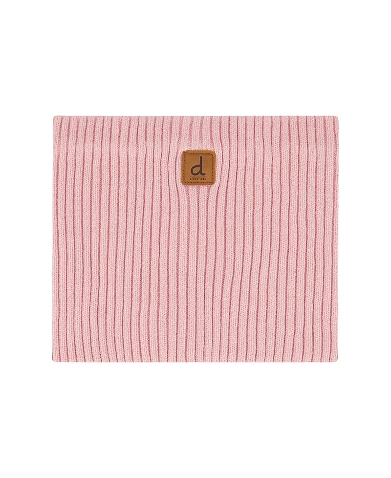 Deux par Deux Girls' Ribbed Knit Tube Style Logo Patch Neckwarmer - Little Kid, Big Kid