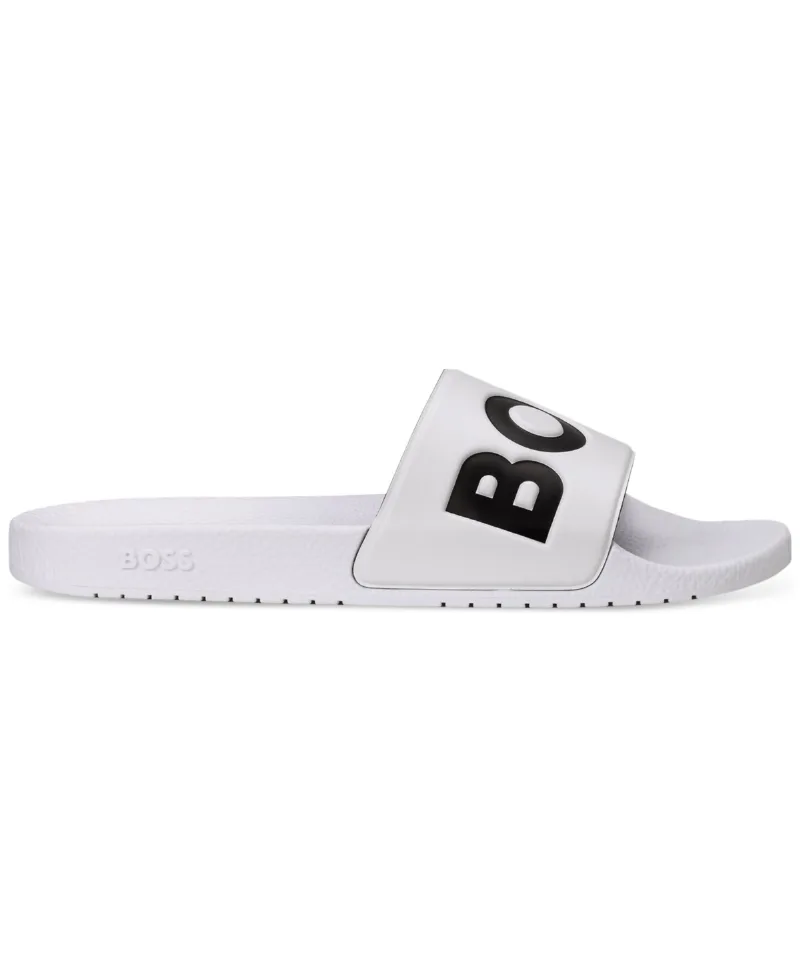 Boss by Hugo Boss Men's Aryeh Slip-On Slide Sandals - White