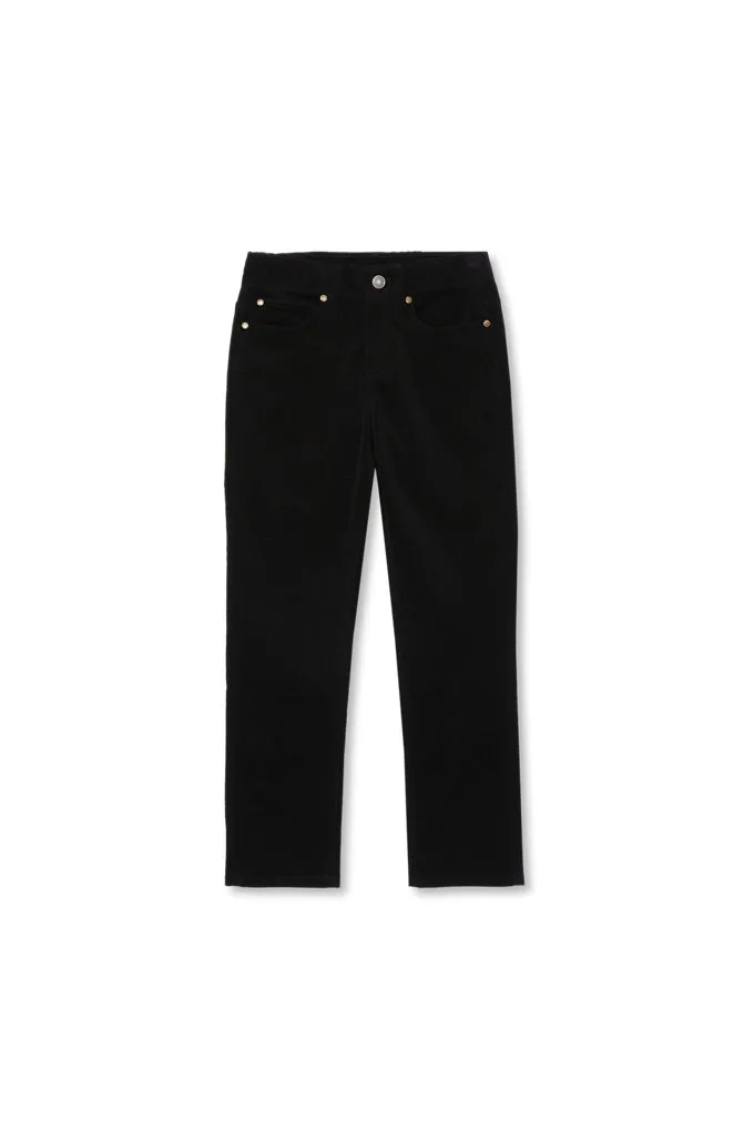 Boys Stretch Cord 5 Pocket Iron Knee Pants - Lands' End - Black - 18