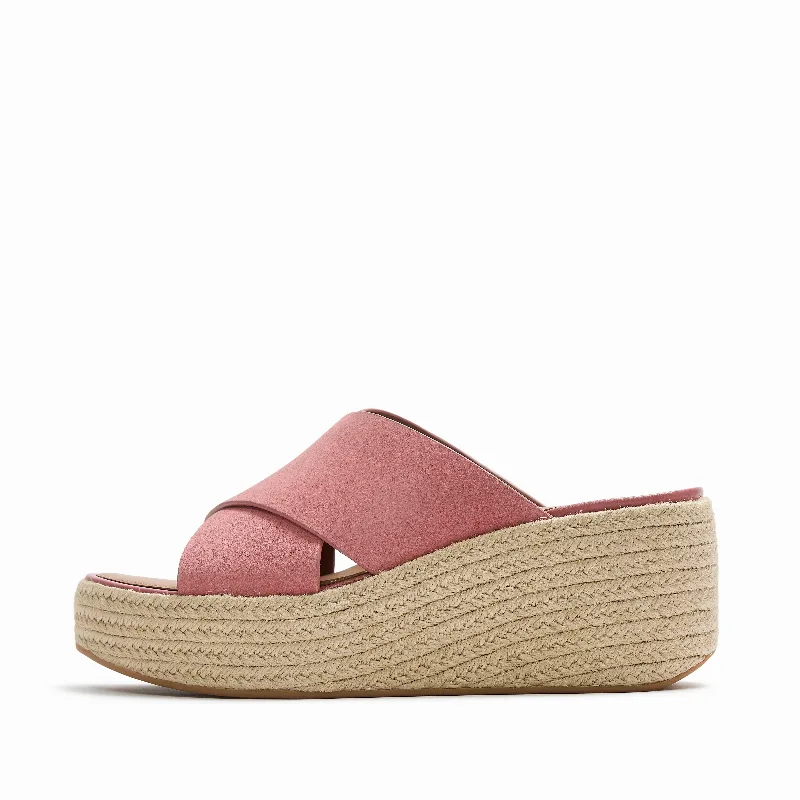 PLATFFORMS Espadrille Suede Wedge Cross Slides