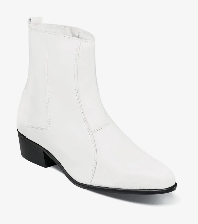 Stacy Adams Shoes Santos Side Zip Boot White Size 12