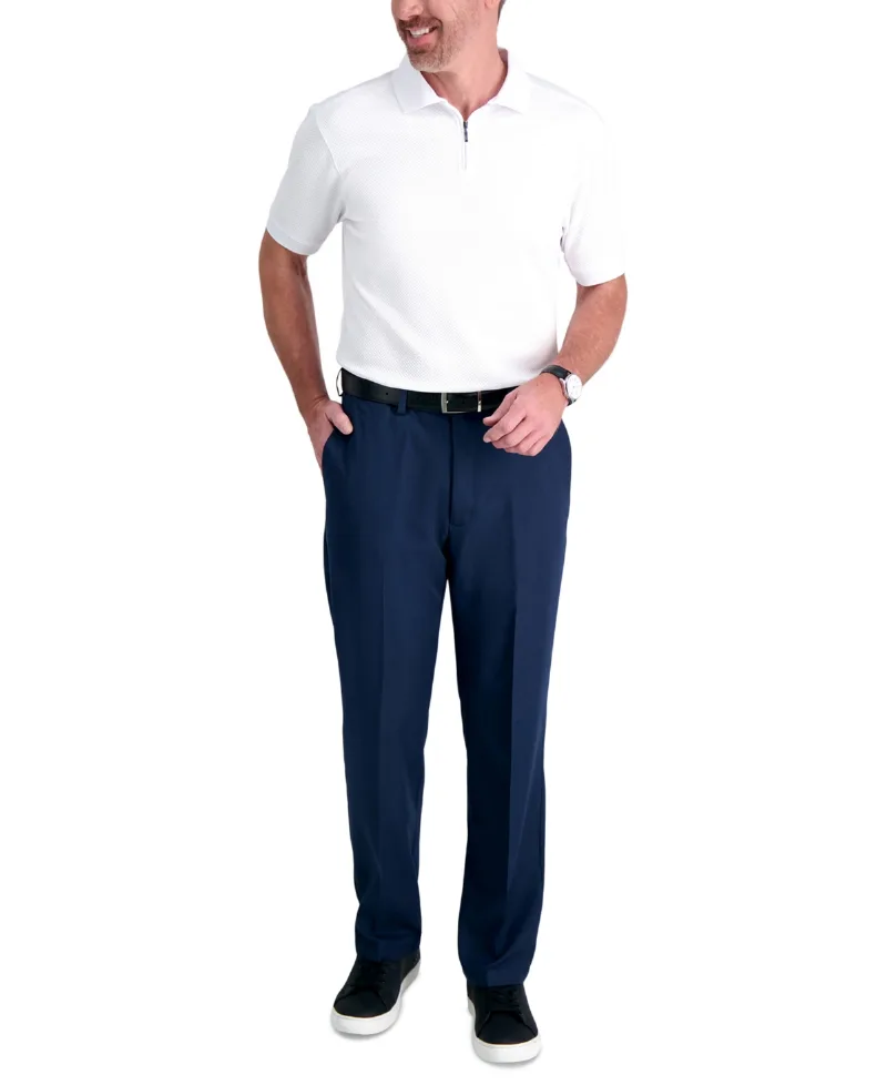 Men's Haggar Cool 18 Pro Classic-Fit Expandable Waist Flat Front Stretch Dress Pants - Navy