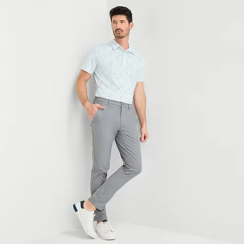 St. John's Bay Performance Mens Slim Fit Flat Front Pant, 40 30, Gray