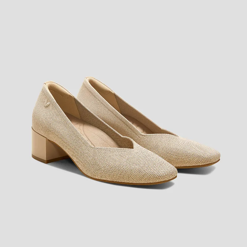VIVAIA Square-Toe Stress Free Chunky Heels (Megan)|ALMOND|US 6.5