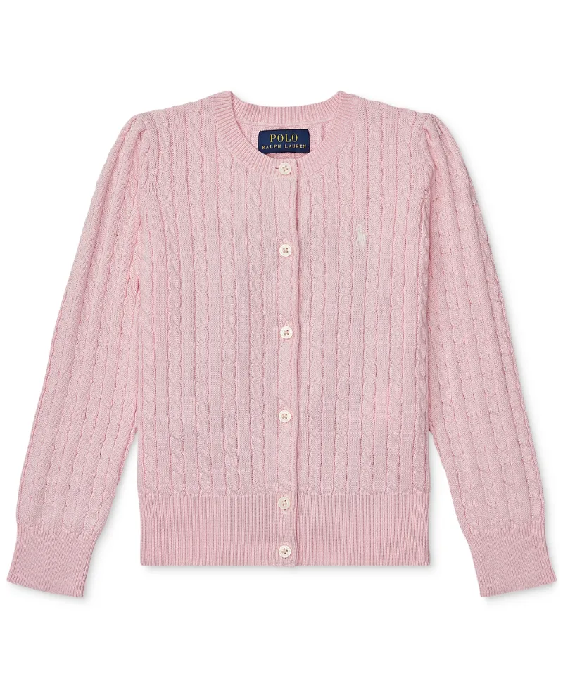 Polo Ralph Lauren Toddler and Little Girls Cable-Knit Cotton Cardigan - Hint Of Pink