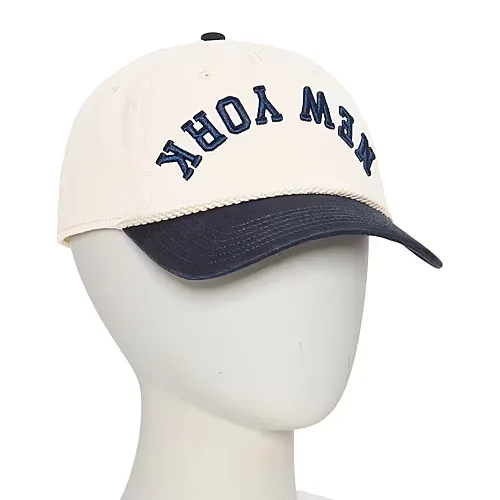 New York Mens Embroidered Baseball Cap, One Size, Beige