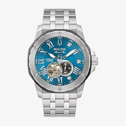 Bulova Modern Marc Anthony Mens Automatic Diamond Accent Silver Tone Stainless Steel Bracelet Watch 98d184, One Size