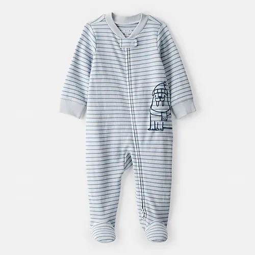 Carter's Otter Print Baby Unisex Striped Sleep and Play, Newborn, Blue