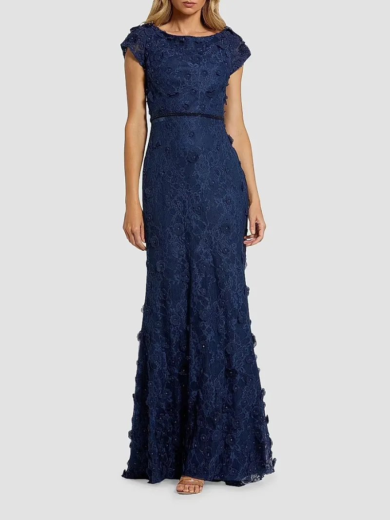 Mac Duggal Women's Beaded & Embroidered Lace Gown - Midnight - Size 12