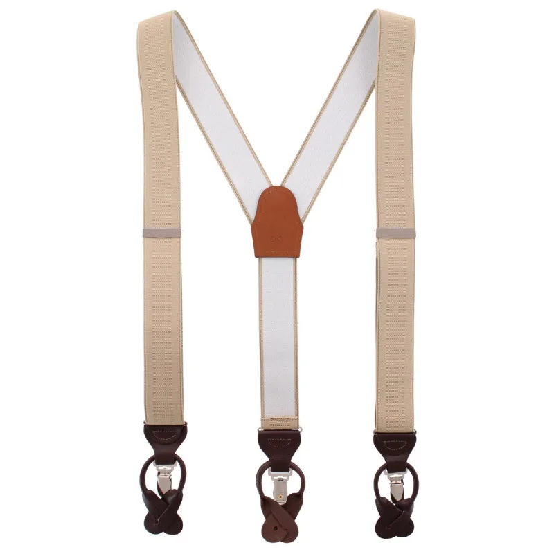 Trafalgar Men's Classic Solid Color 38mm Convertible Suspenders - Khaki