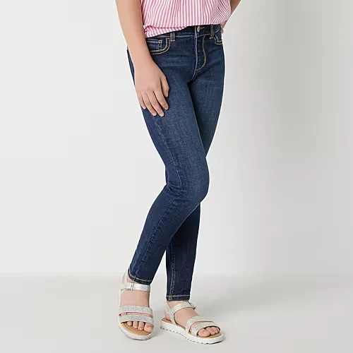 Thereabouts Superflex Little & Big Kid Girls Adjustable Waist Stretch Fabric Skinny Fit Denim Jean, 4, Blue