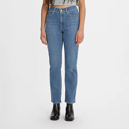 Levi's Womens Mid Rise Classic Straight Jean, 6 Short, Blue