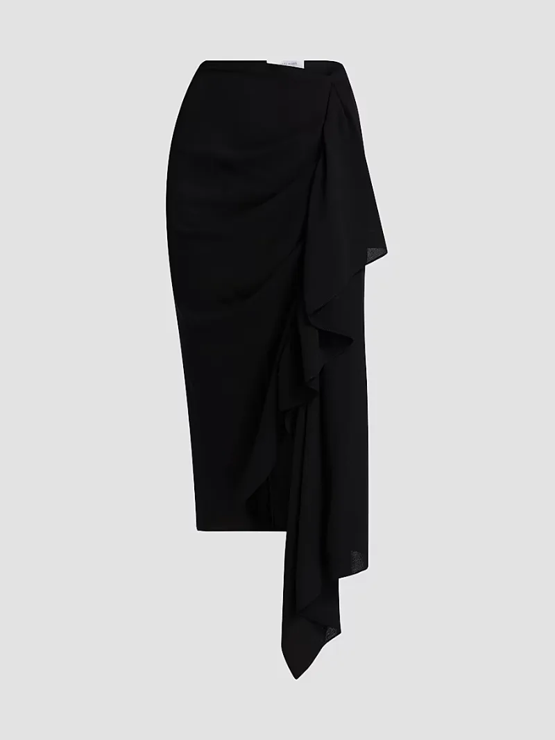 Michael Kors Collection Women's Cascade Virgin Wool Midi-Skirt - Black - Size 6
