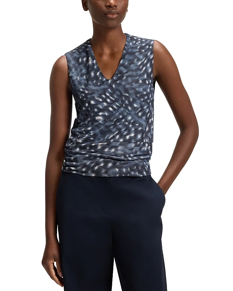 Boss V Neck Printed Matte Jersey Top