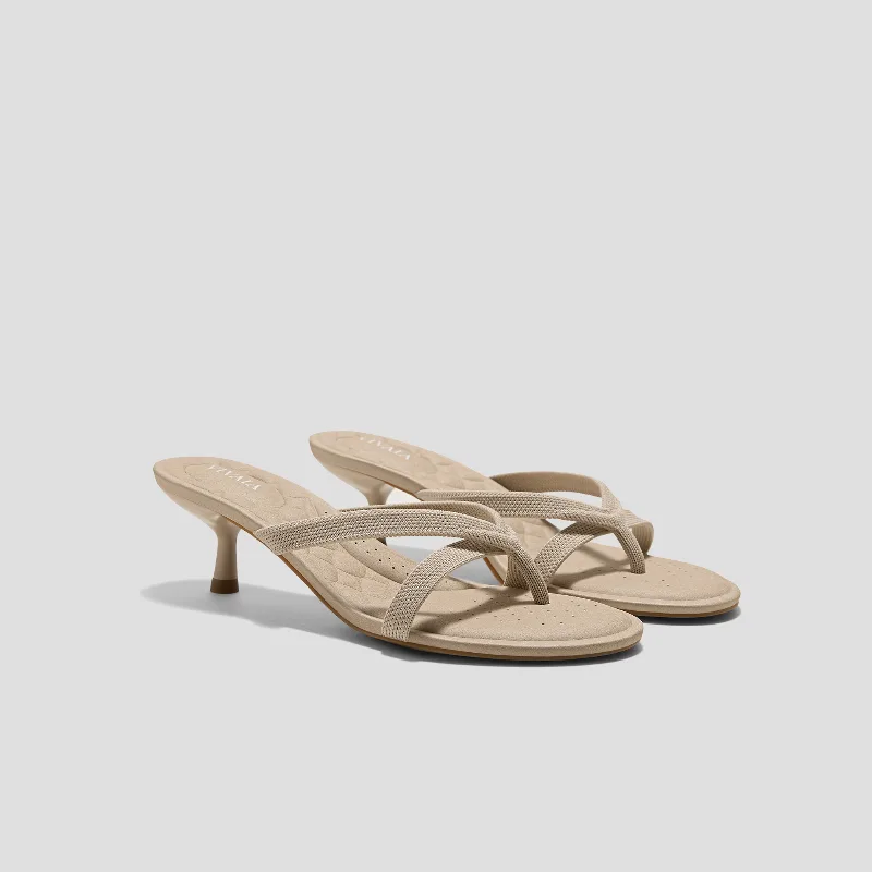 VIVAIA Round-Toe Kitten-Heel Sandals (Emeline)|ALMOND|US 10.5