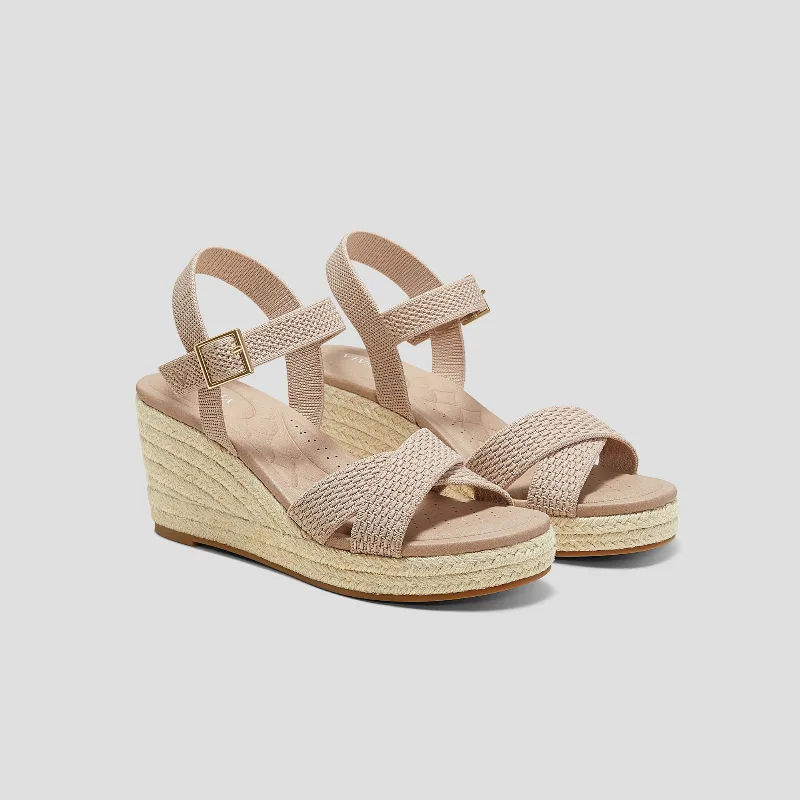 VIVAIA Round-toe Wedge Sandals (Sally Pro)|ALMOND|US 11