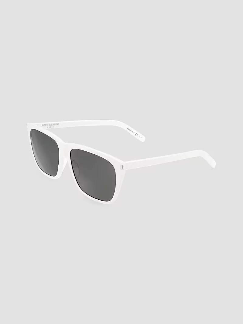 Saint Laurent Men's Classic 57MM Rectangular Sunglasses - Ivory