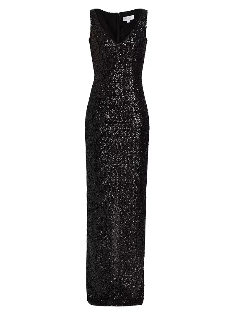 Michael Kors Collection Women's Sleeveless Sequined Gown - Black - Size 12