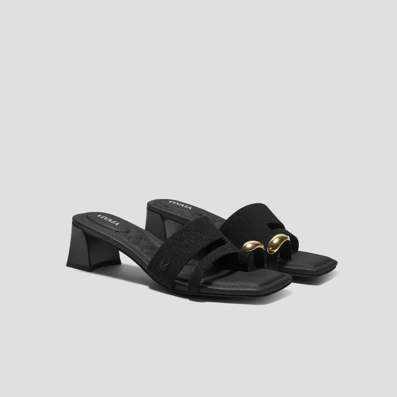 VIVAIA Square-Toe Toe Ring Sandals (Jayna)|BLACK|5.5-6