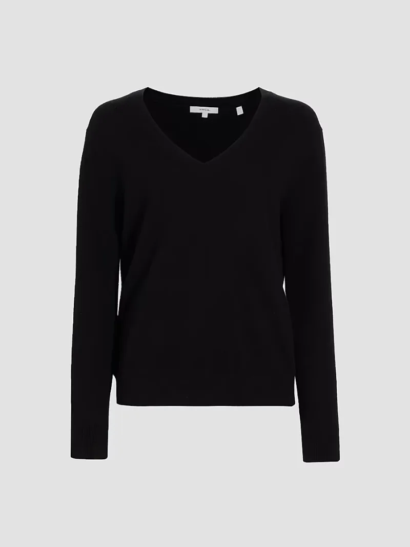 Women's Weekend V-Neck Cashmere Sweater - Black - Size Small
