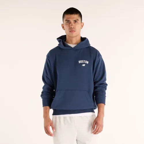 New Balance Men's Boston City Logo Hoodie - Blue (Size XL)