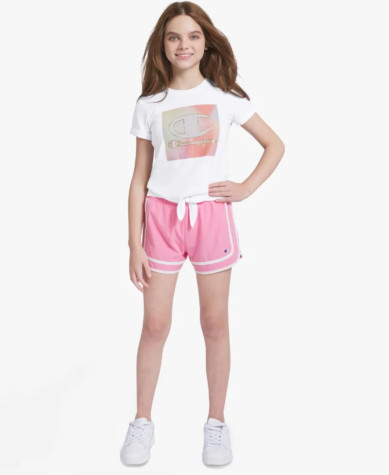 Champion Girls' 7-16 Tie-Front Crewneck T-Shirt - Bright White